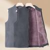 Middle-aged and Elderly Vest with Velvet Thickening Middle-aged Men's Spring Zipper Vest Dad Spring Solid Color Coat Vest
