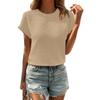 Elegant Solid Color Striped Casual Round Neck Short-sleeved T-shirt Top