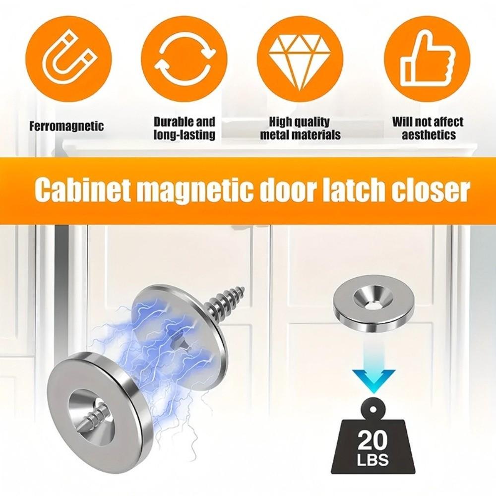 4/6set Round Metal Cabinet Door Magnet Catches Magnetic Closure With Screws Magnetic Door Catch Metal Magnetic Hidden Closing