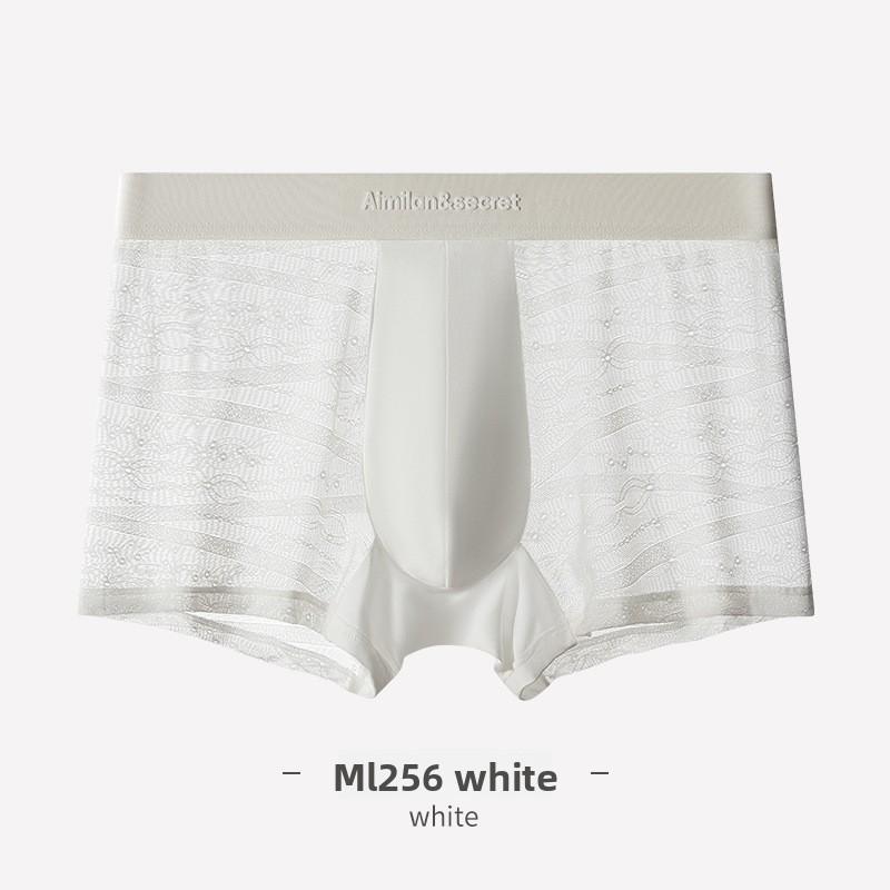 Men's New Summer Sexy Hollow Lace Ice Silk Naked Boxer Briefs