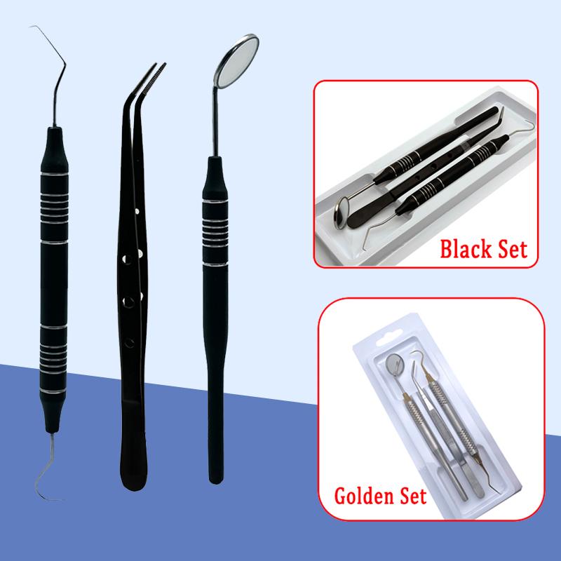 3pcs/Set Dental Mouth Mirror Tweezers Curve Probe Kit Dental Stainless Steel Instrument For Dentistry Oral cleaning Tools