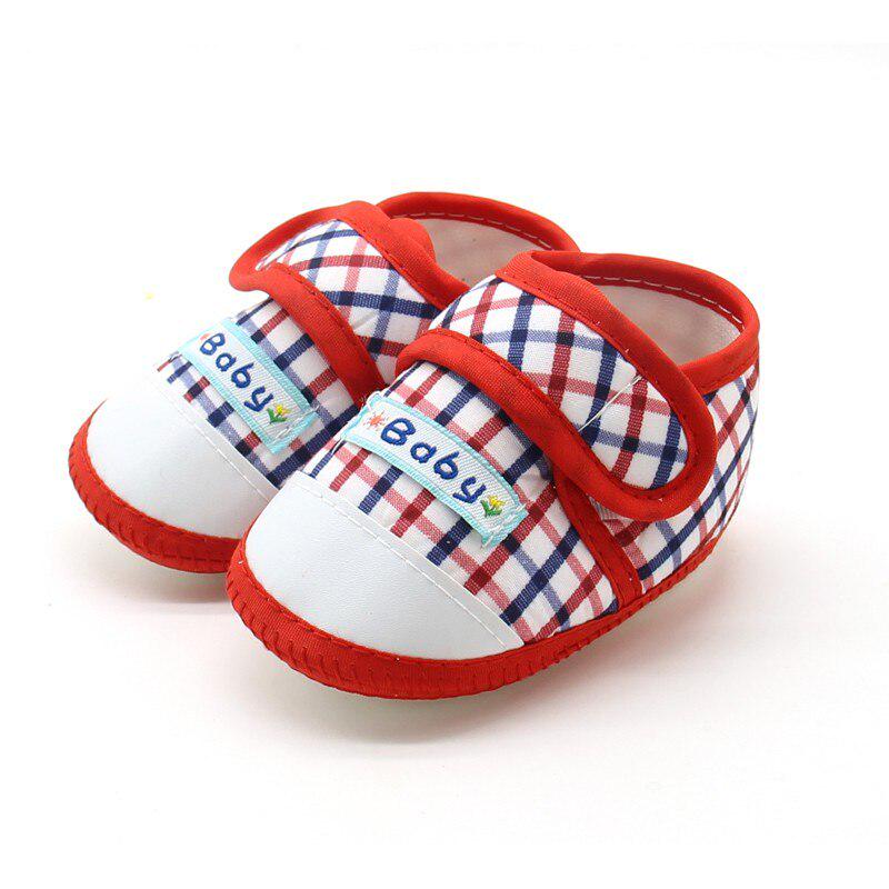 Baumwoll-Babyschuhe mit weicher Sohle Neugeborene Mädchen Jungen Karomuster Erste Lauflernschuhe Kleinkind Prewalker