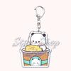 Lovely Bubu Eat Dudu Keychains Love Couple Grey Bear Panda Yier Keyring for Accessories Bag Key Chain Jewelry Fans Lover Gifts