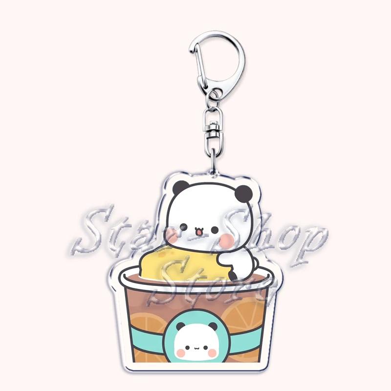 Lovely Bubu Eat Dudu Keychains Love Couple Grey Bear Panda Yier Keyring for Accessories Bag Key Chain Jewelry Fans Lover Gifts