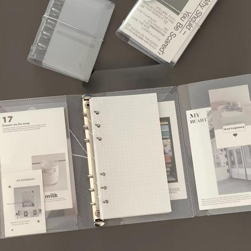 M5 A6 Diagonal Pp Three Fold Pp Loose Notebook Cover Mini Portable Sticker Small Card Po Storage Ledger