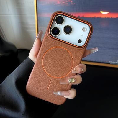 Capa Magnética de Telefone com Padrão Lichee de Luxo Para iPhone 17 Pro Max 14 16 15 Plus 12 13 Pro Max 17Pro 17 Air Para Magsafe Capa Macia