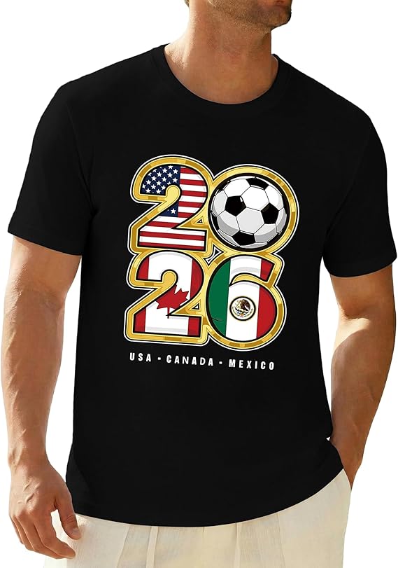 2026 Soccer Fan T-Shirt Men USA Canada Mexico Graphic Tee Game Day Stadium Party Shirt Gift Football Sport All Flags Clothes Top