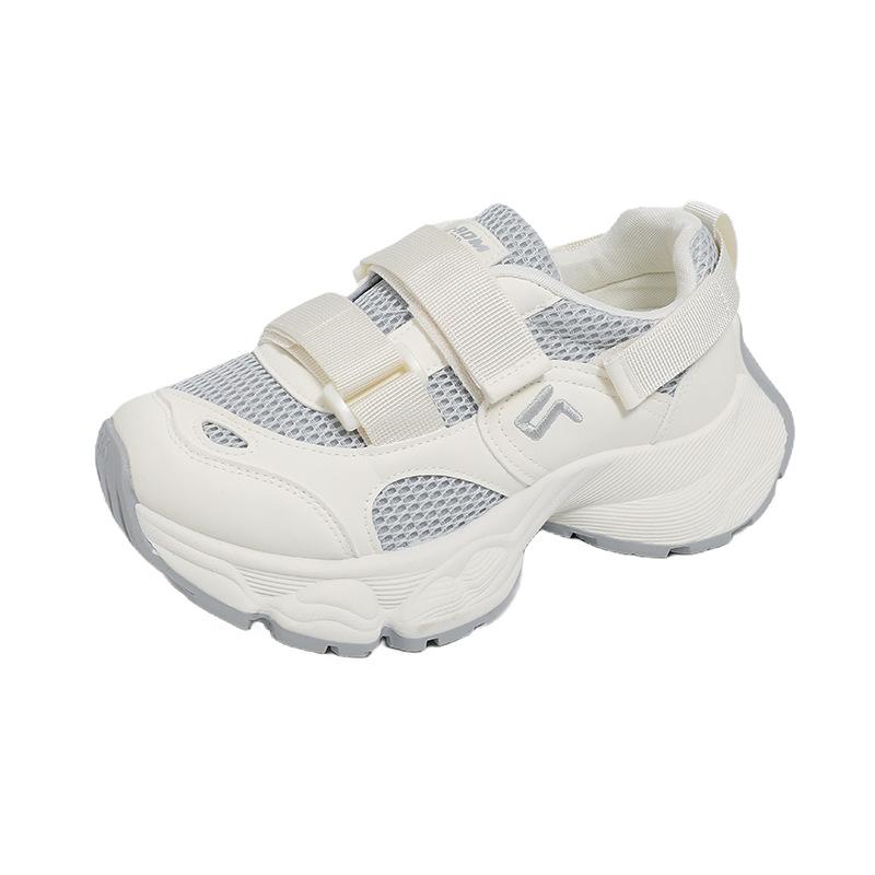 Ugly cute Velcro double net dad shoes women's sports 2025 summer new chic niche Korean version platform white shoes