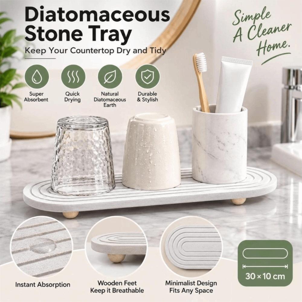 Solid Wood Diatomite Water Absorbing Stone Tray  Bathroom Kitchen Sink