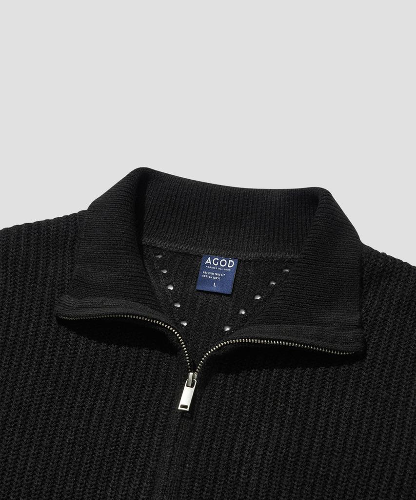 AGOD Refined Two-Way Knit Zip-Up [Black]