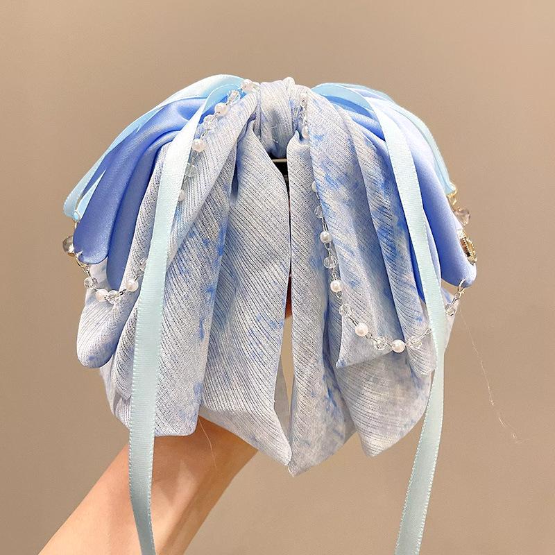 Elegant Retro Satin Bow Hair Clip for Women - Perfect for Low Ponytails and Head Ornaments