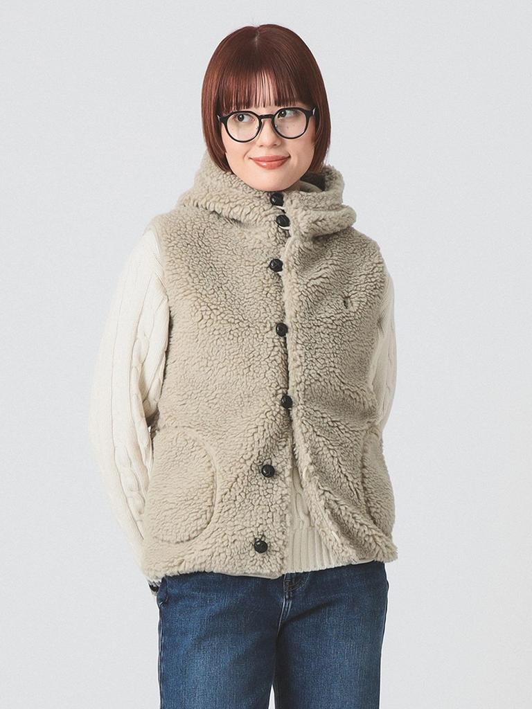 Ray Beams Gymphlex Hooded Boa Vest, Women's, Size 14_TAUPE (NAVY), Size 12