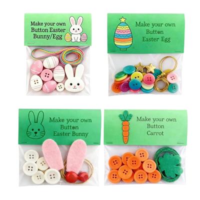 DIY Button Easter Ornament,Rabbit/Carrot/Eggs Button Pendants Easter Button Crafts Making,Holiday Hanging Decors Gift
