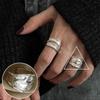 Geometric High-Polish Criss-Cross S925 Silver-Plated Open Ring - Women's Stackable Index Finger Jewelry