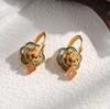 Chinese drip glaze circle ear buckle retro color enamel new removable multi-wear light luxury high-end ethnic earrings