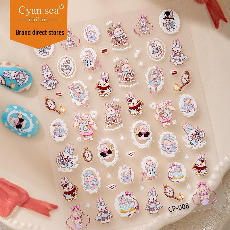 Cyansea Popular Cute Cartoon Lace Rabbit Nail Art DIY Stickers