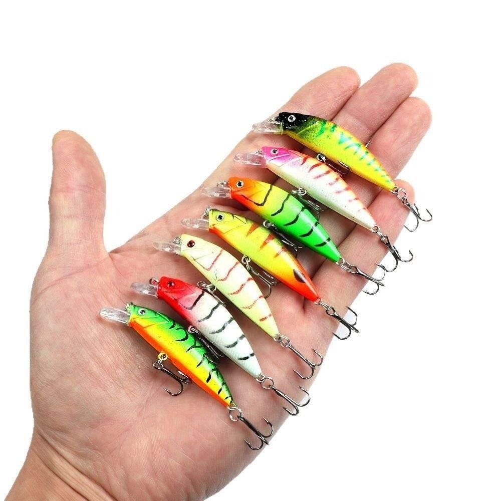 5Pcs/Boxed Slow Sinking Hard Artificial Bait with 2 Trible Hook Wobbler Crankbaits Effective Bass