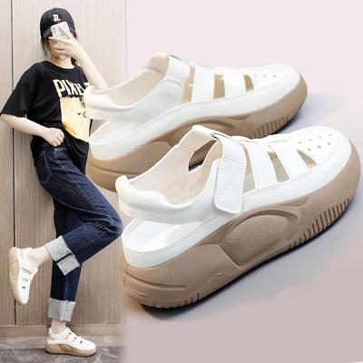 Plattform Chunky Sandaler Utskurna Tjock Sula Skor Off White Skor Zapatos Mujer Retro Skodon Kvinnliga Vardagsskor 2024