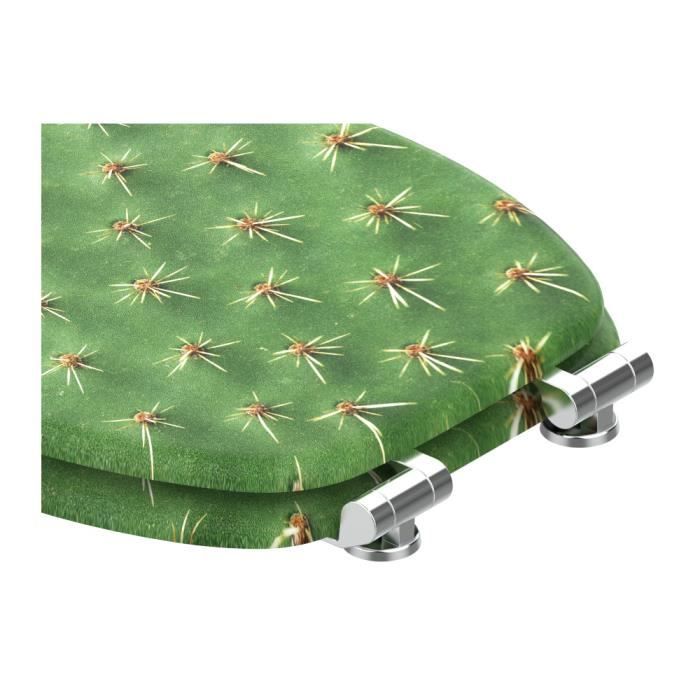 Tapa de WC - cactus - cierre suave - madera - verde - fijación universal