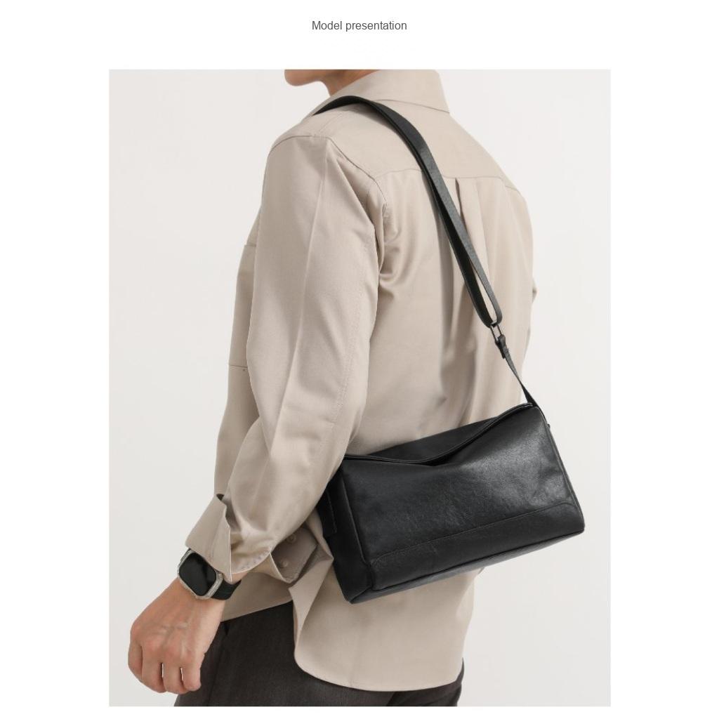 Crossbody Bag Unisex Leather Adjustable Strap Stitched Detail Daily Commute
