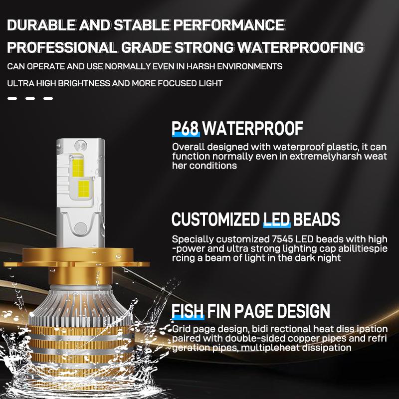 2Pcs Super Bright Headlight H4 9005 9012 H1 H3 H7 H11 Hi/Lo Beam LED Bulbs 6500K White Auto Light DRL Lamp Car Head Lamps