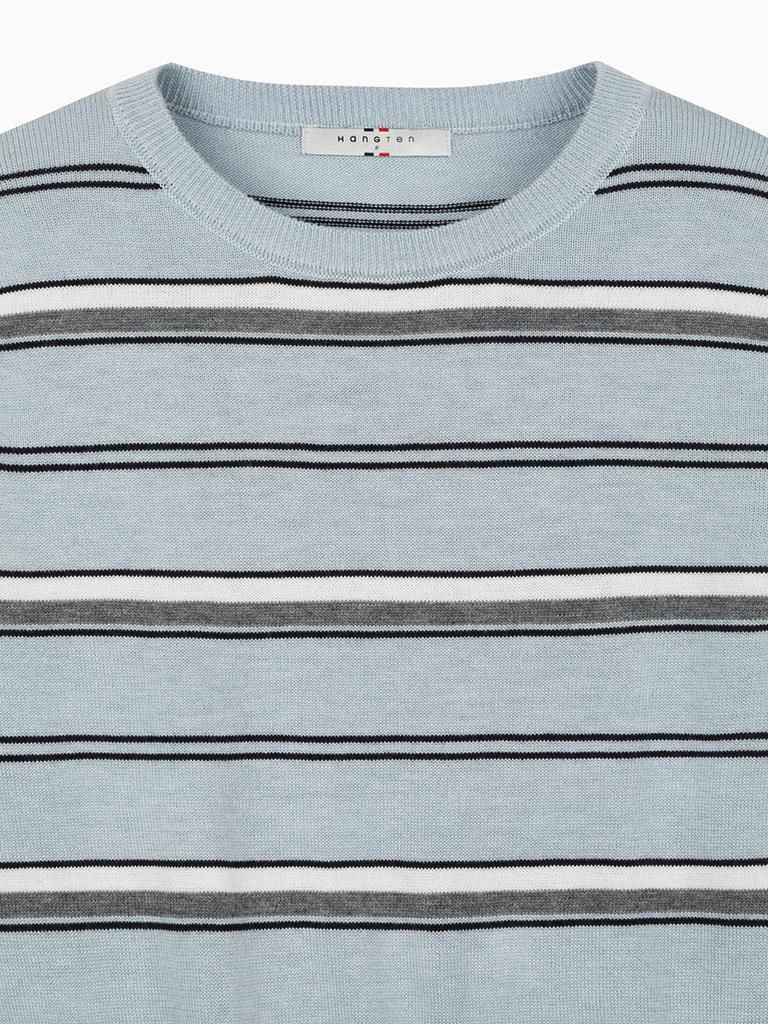 HANGTEN Women'S T-Shirt Sleeve Stripe Short Sleeve Knit_210(10570-140-411-45)