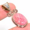 Natural Rhodochrosite TwoTone 925 Solid Sterling Silver Gift Pendant 1.75" u0P34