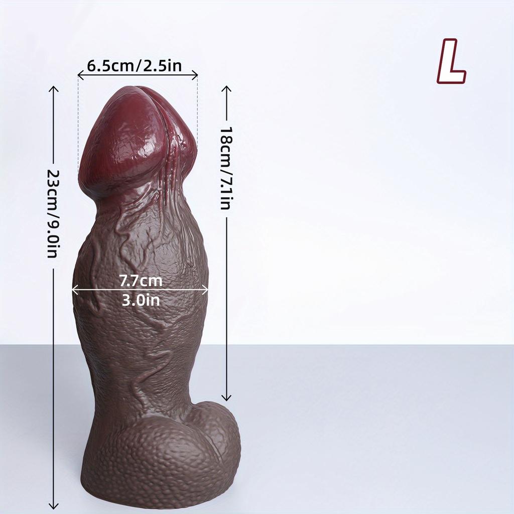 Soft Silicone Dark Thick Realistic Dildo with Big Head & Balls – Strong Suction Cup, Flexible Anal/Vaginal Massager, Lifelike Penis for Women & Men