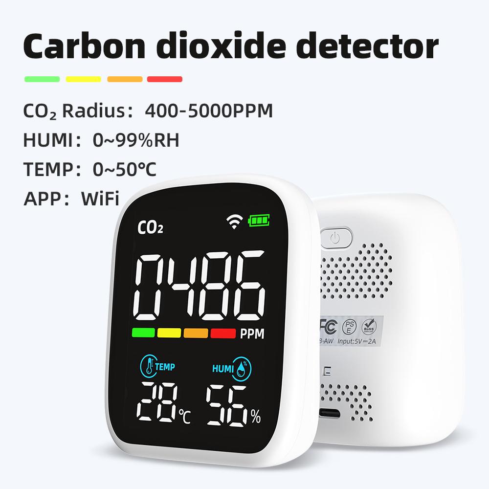 WiFi Smart Air Quality Tester PM2.5/CO2 Detector Portable Air Pollution Analyzer Temperature Humidity Meter By APP Control