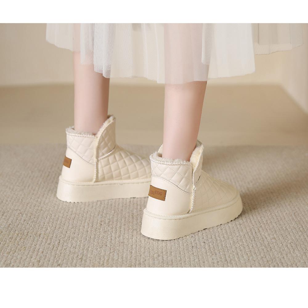 Winter Fleece Warm Diamond Patterned Snow Boots for Women