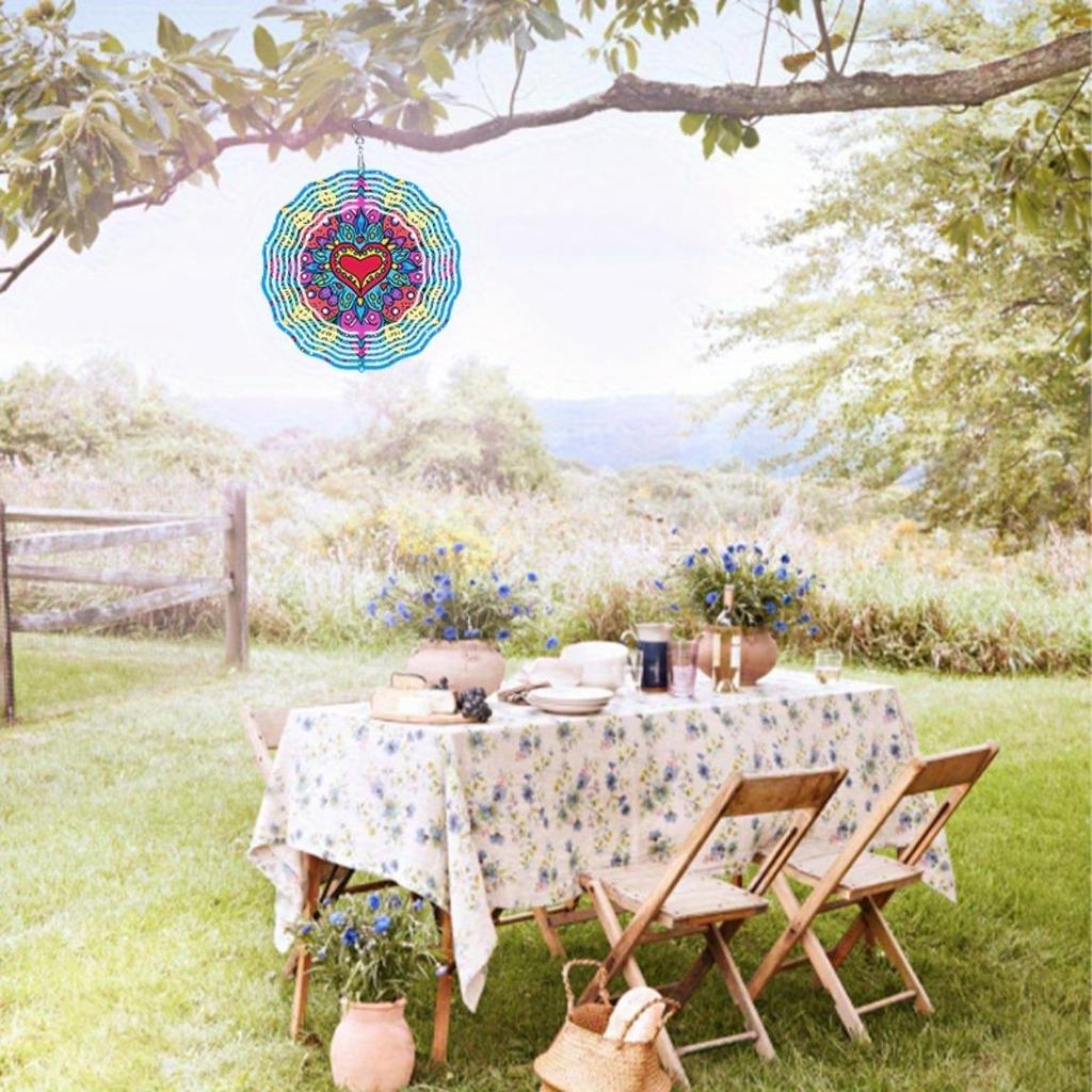 Metal Wind Chime Vibrant Heart Floral Design Outdoor Decor for Garden Christmas Halloween Thanksgiving Durable Wall Hanging Art