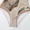 2023 Retro Marble Print One-Piece Swimsuit and Beach Gauze Skirt Set