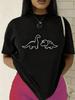 Women's Casual Cute Cartoon Dinosaur Print Short Sleeve Oversized T-Shirt For Summer Daily Wear