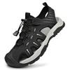 Men's Leather Sandals Summer Outdoor Hiking Shoes Water Wading Anti Slip Toe Wrapped Beach Shoes Size 38-45