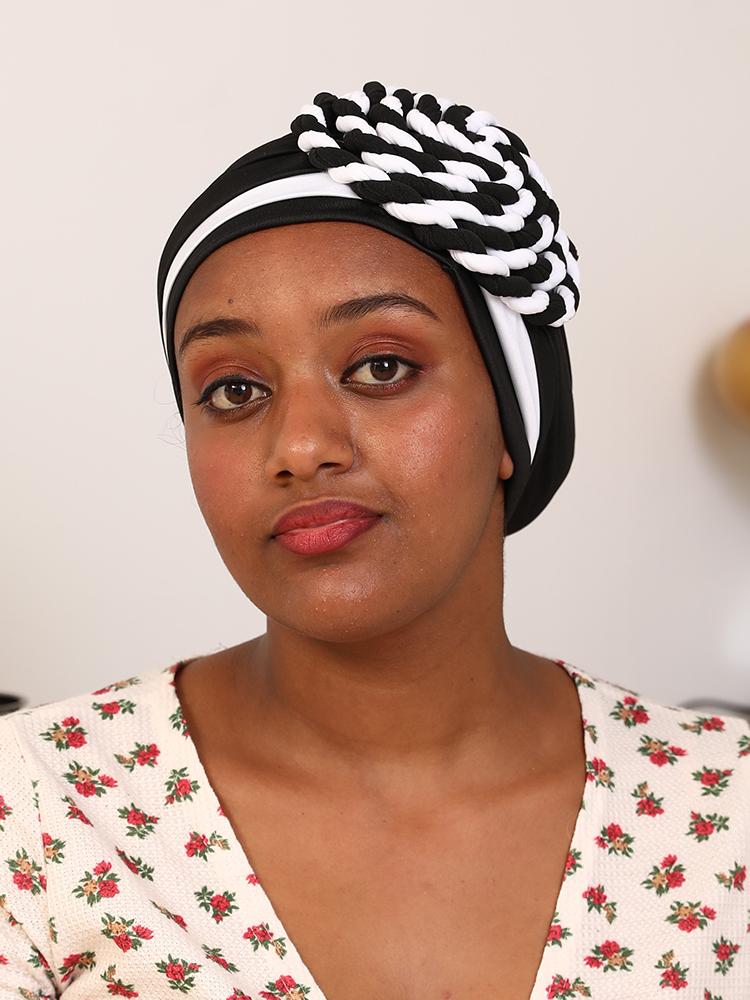 Trendy African Headdress India Turban Bonnet Arab Wrap Head Scarf Ready To Wear Muslim Headtie Woman Inner Hijabs Cap