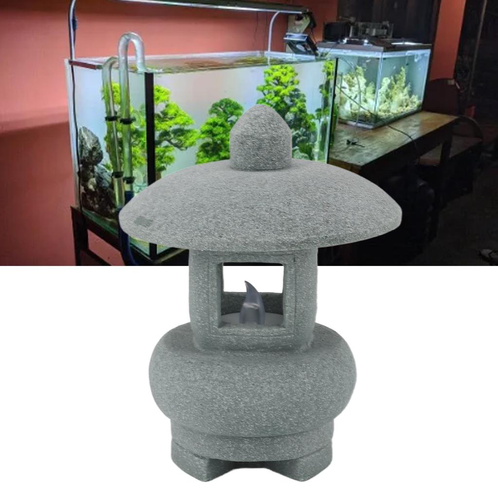 Pagoda Lantern Statue Sandstone Chinese Building Ornament Miniature Pagoda Model for Fish   Landscape