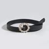 New Women's Simple and Versatile Braided Round Buckle Belt Pp Grass Woven Brown Belt Natural Style Casual Women's Belt