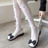Women Hollow-Out Sheer Fishnet Pantyhose Japanese Style Sweet Bowknot JK Floral Lace Patterned Leggings Mesh Tights