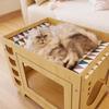ZISIZ Wooden Double-Layer Cat Dog Hammock Bed