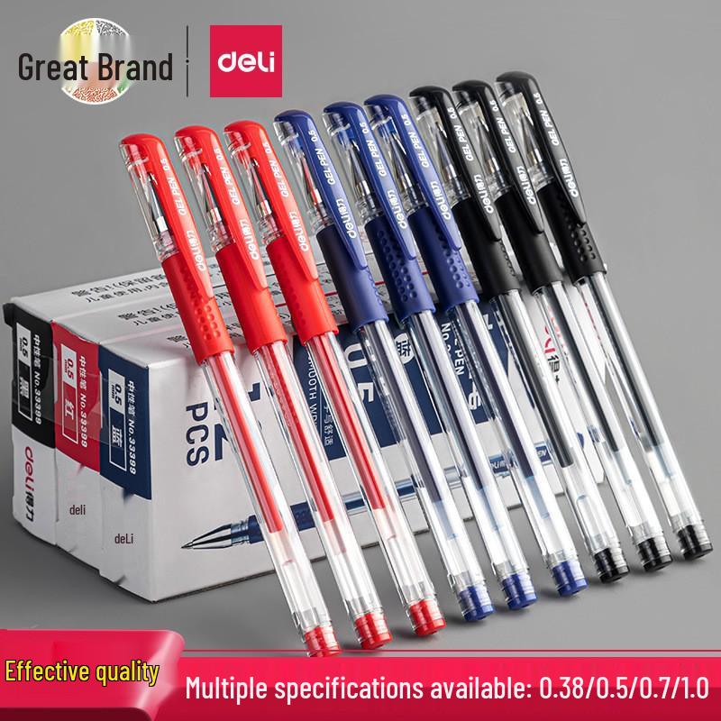 Deli Carbon Fiber Gel Pens: Retractable, Water-Based, Ideal for Students, Business Signatures, Meeting Notes, and Finance.