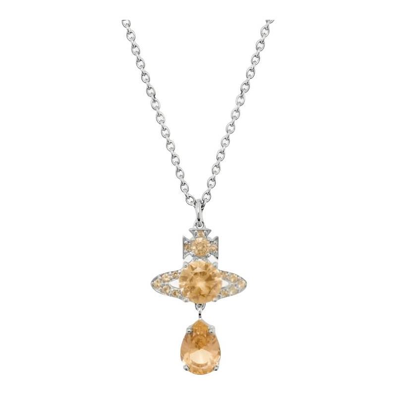 Vivienne Westwood Planet Shape Design Brass Necklace Unisex Couple Style Champagne Color 630203D5-02P720 жёлтый