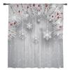 Christmas Pine Needles Snowflakes Wood Grain Sheer Curtains Living Room Decoration Window Curtains Kitchen Tulle Voile Curtains