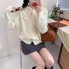Gentle Wind Lace Lace-up Crew Neck Knitted Cardigan Top Women's Spring and Autumn New Loose Sweet Age-reducing Sweater Jacket