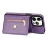 N.BEKUS For iPhone 16 Pro Max Leather Zipper Case Card Holder Phone Cover with Shoulder Strap