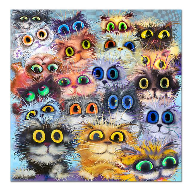 

Цветной милый кот, анимация, настенные художественные фотографии, холст, живопись, постеры и принты, фотографии, детская комната, гостиная, домашние украшения 50x50cm Unframed