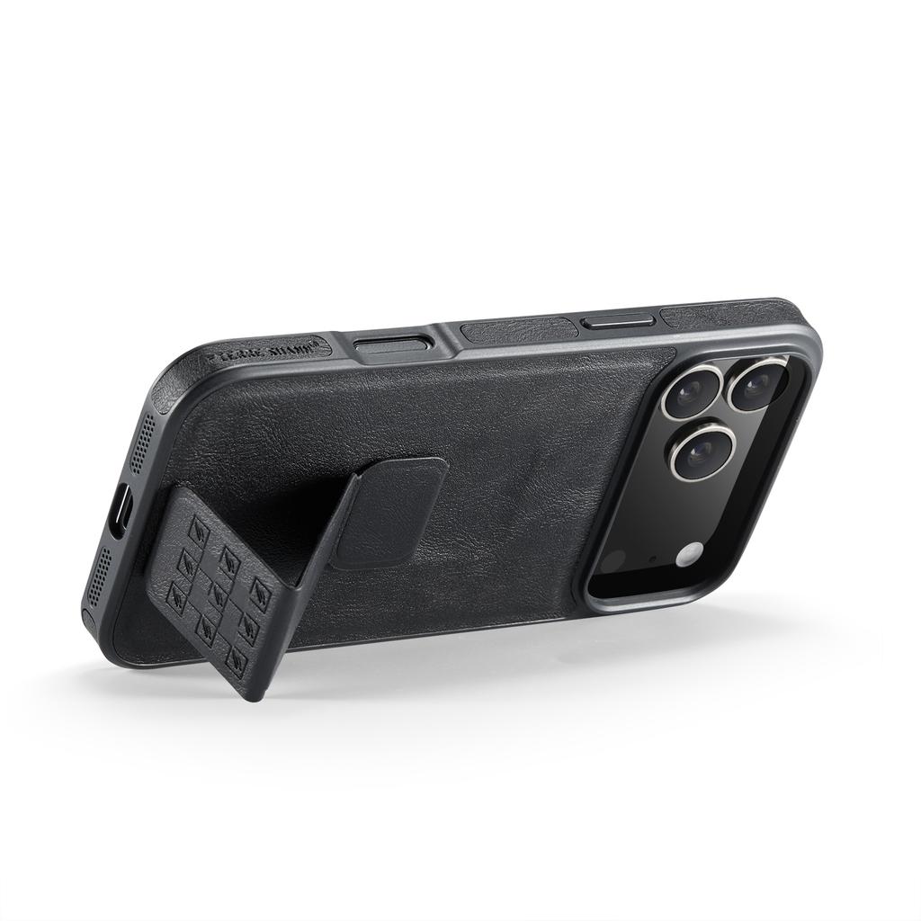 Magnetic Wristband Stand Leather Case for IPhone 17 Pro Max 17E Air 16e 16 Pro 15 14 Plus 13 12 Finger Clip Holder Phone Cover