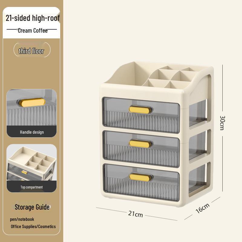 Multi-layer Desktop Organizer: Drawer-Type Storage Box for Office Supplies, Stationery, and Cosmetics