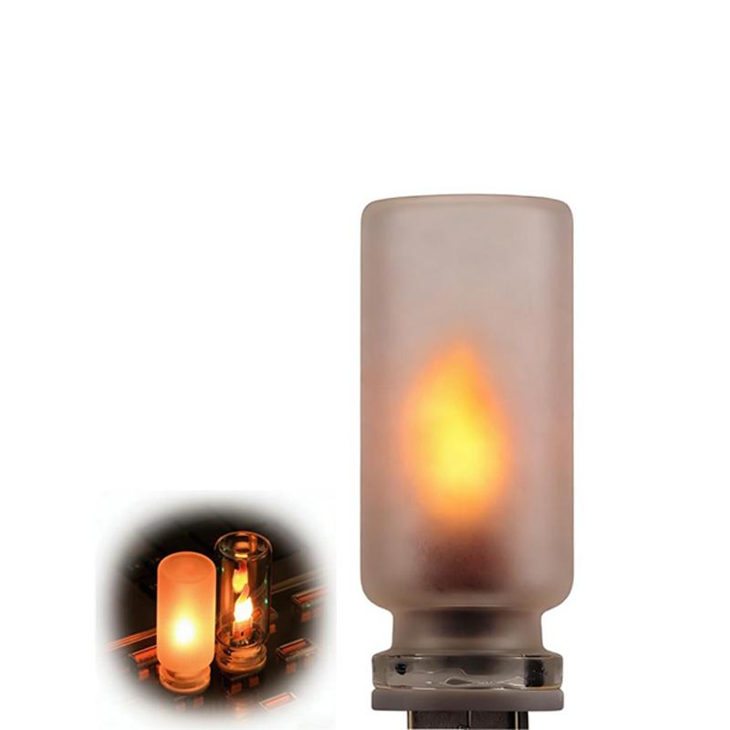 USB Flame Flickering LED Frosted Clear Glass Candle Night Light Simulated Flame for Car Home Room Laptop PC Festival Decoration