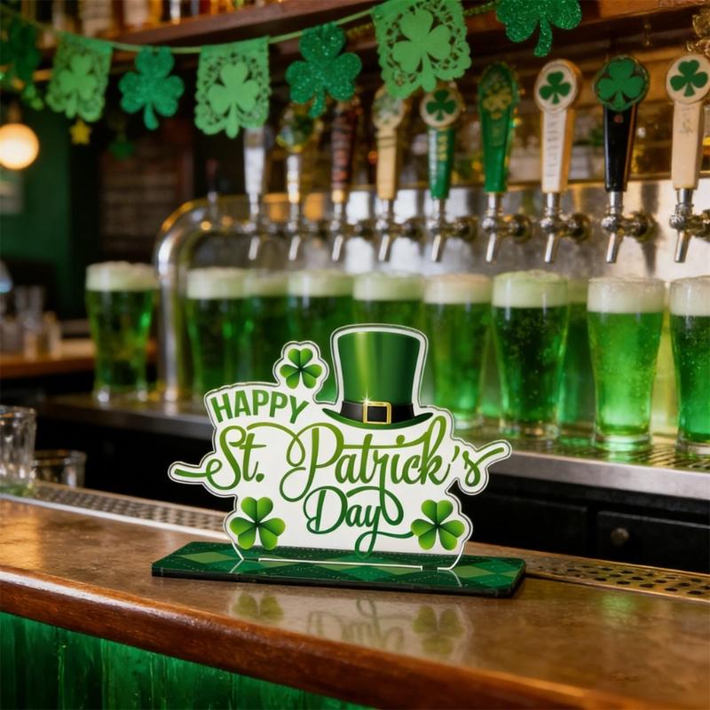 Elegant Patrick's Day Themed Acrylic Centerpieces with Lucky Clovers Fashion Irish Celebration Deck For Home