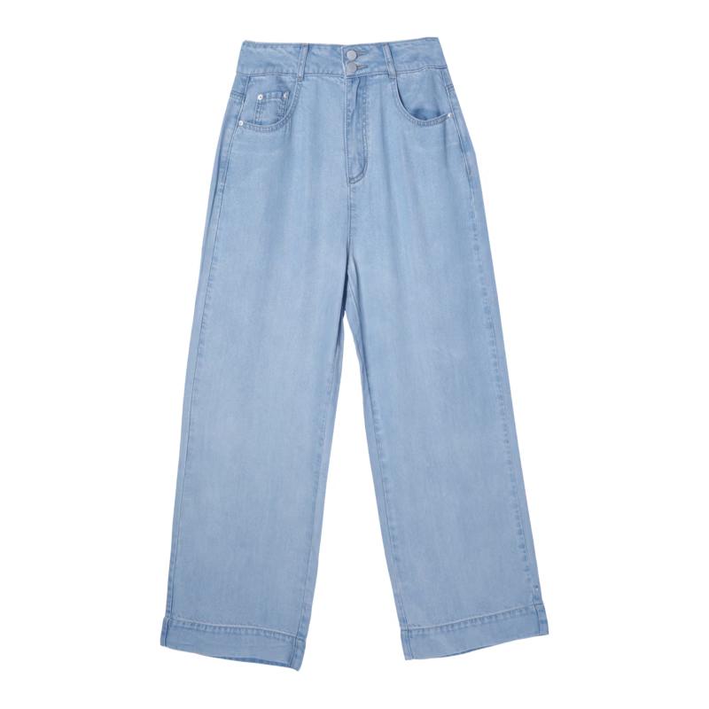 Betu Women's Lyocell Denim Wide-Leg Cropped Pants
